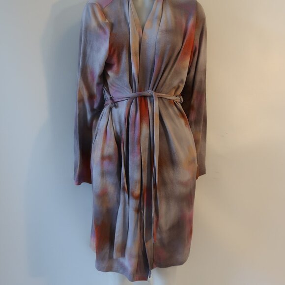 Womens Bumble Bella by Jill Martin Lavender Dreamy Watercolor Jersey Spa Robe M - Picture 3 of 11